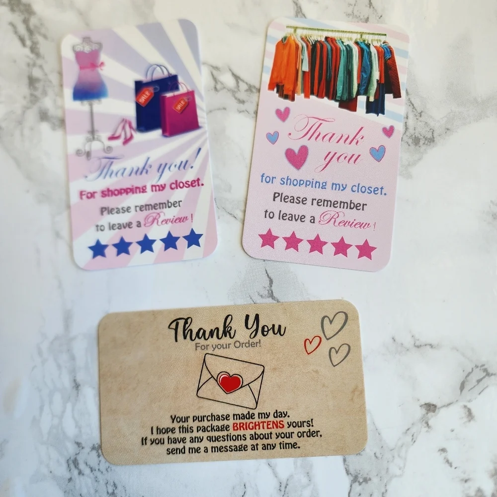 100 Thank You Cards insert business card